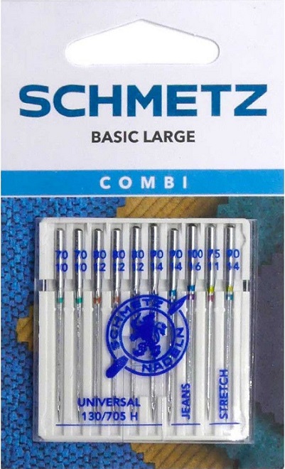 AGUJAS SCHMETZ COMBI(ALGODON,JEANS,STRETCH)-70 80 90-10 UNIDADES